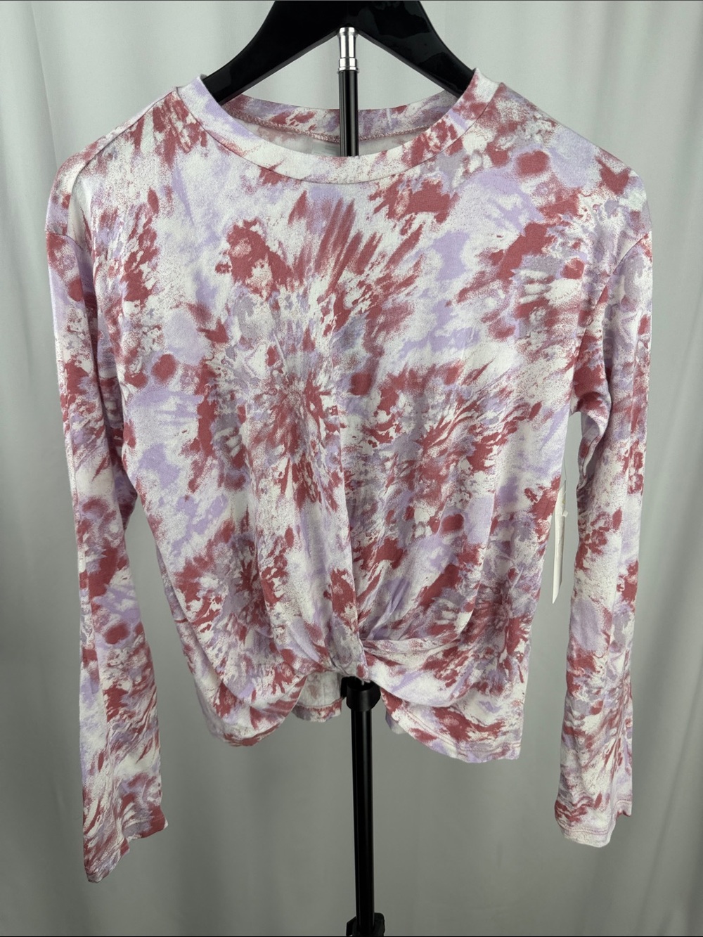 Nordstrom NWT Tie Dye Twist Front Long Sleeve Top Pink Lavender XL 14/16